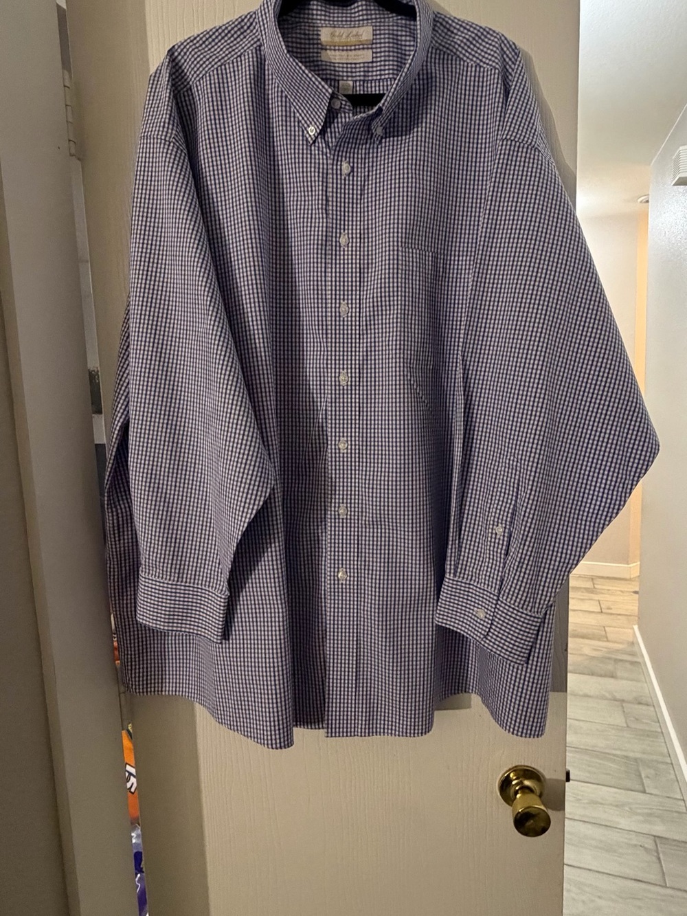 Roundtree & Yorke Men's Blue Gingham Button-Down Shirt